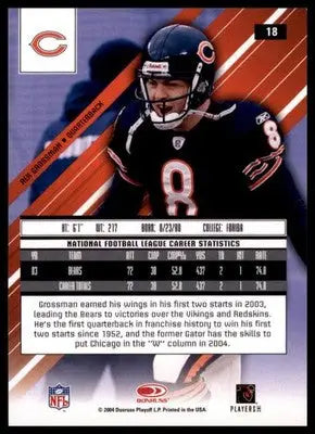 2004 Leaf Rookies & Stars Rex Grossman 18 Chicago Bears