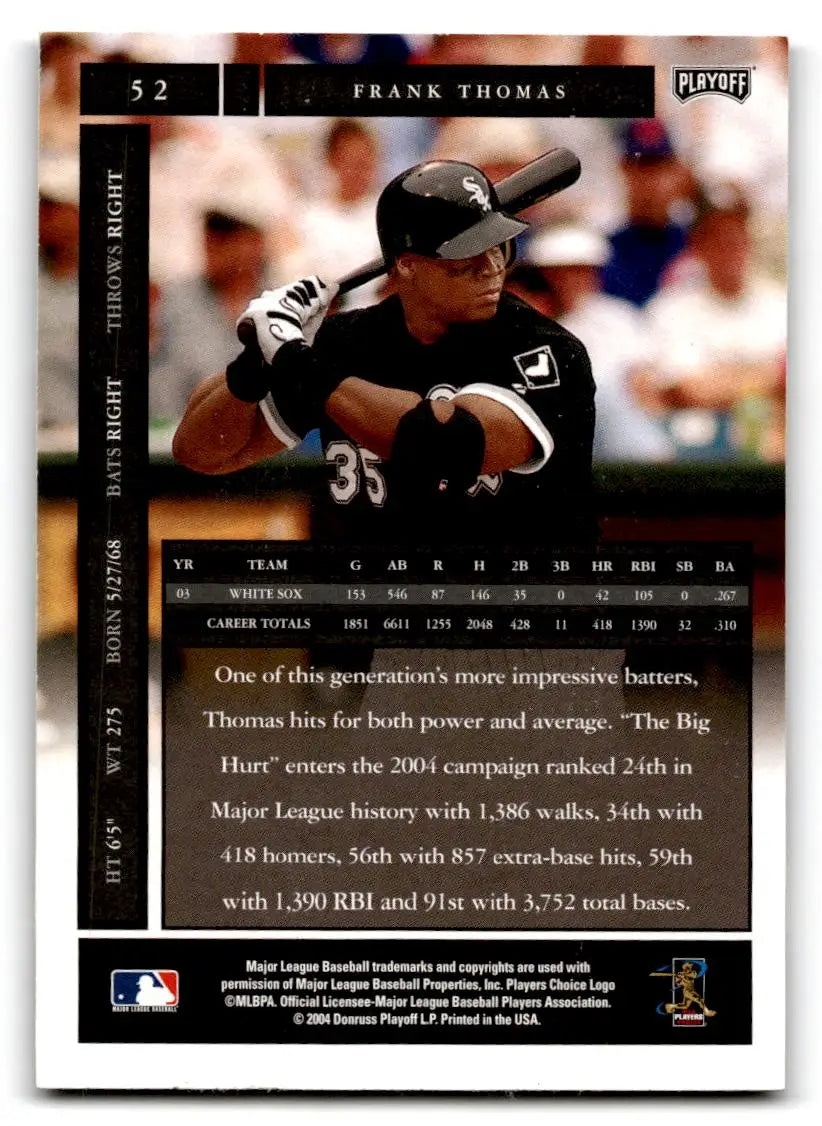 2004 Playoff Honors #52 Frank Thomas - Baseball Card Single