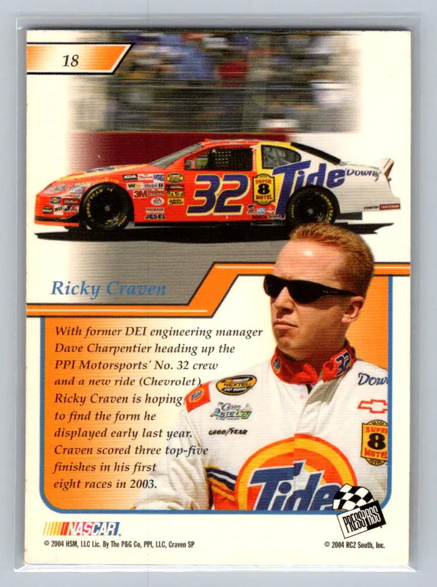 2004 Press Pass Premium #18 Ricky Craven PPI Motorsports - Racing Card Single
