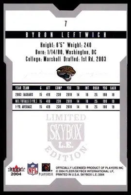 2004 SkyBox LE Byron Leftwich 7 Miami Dolphins