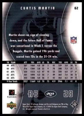 2004 SP Authentic Curtis Martin 62 Oakland Raiders