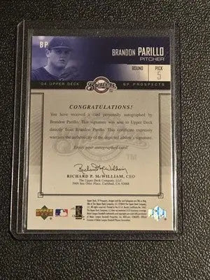 2004 SP Prospects #BP Brandon Parillo Autograph Bonus #/475 - Baseball Card Single