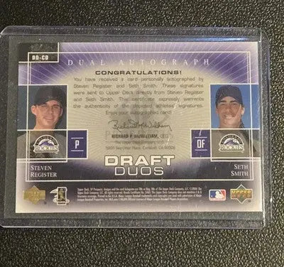 2004 SP Prospects Steven Register/Seth Smith Draft Duos Dual Autographs #/175 - Baseball Card Single