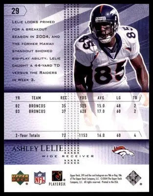 2004 SPx Ashley Lelie 29 Baltimore Ravens