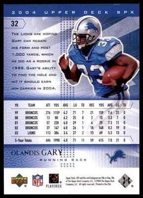 2004 SPx Olandis Gary 32 Detroit Lions