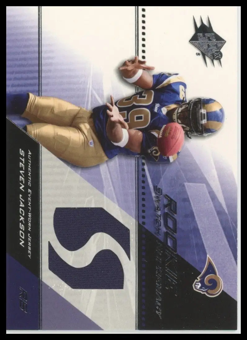 2014 Upper Deck Rookie Auto Football Card of Steven Jackson in Blue and Gold Uniform