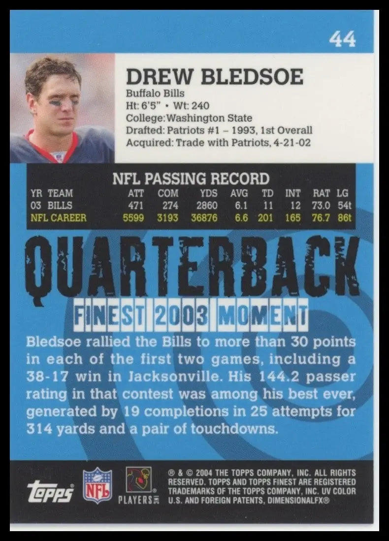 2004 Topps Finest - Drew Bledsoe #44 - Football Card Single