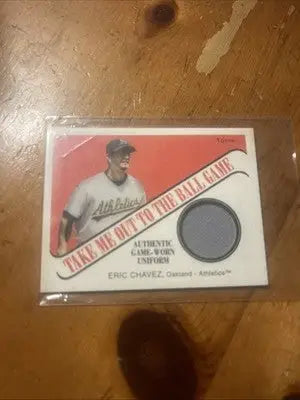 Eric Chavez baseball card from 2004 Topps Take Me Out To The Ball Game game worn uniform