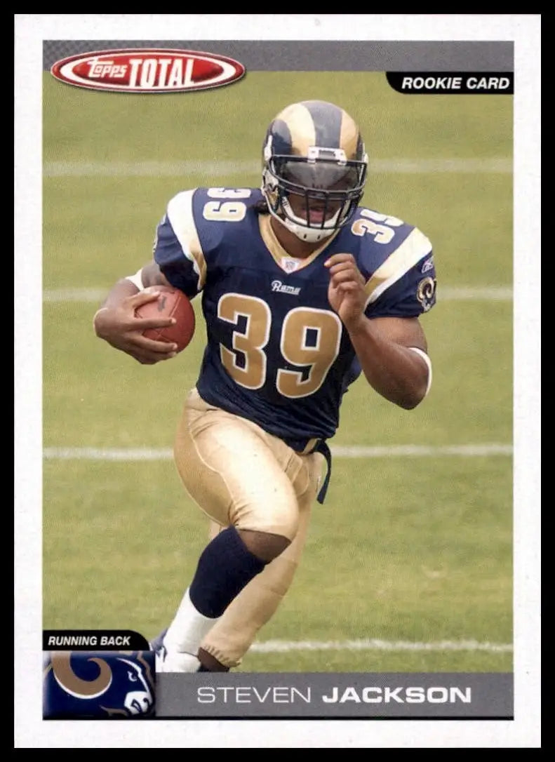 Football card featuring a blue and gold running back uniform with number 39