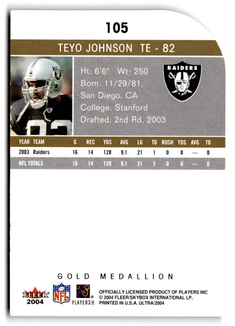 2004 Ultra #105 Teyo Johnson Gold Medallion - Football Card Single