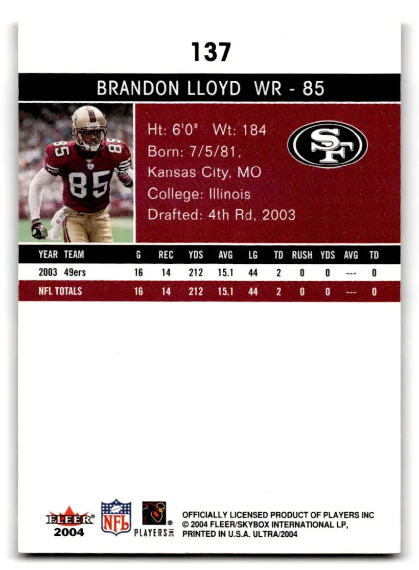2004 Ultra #137 Brandon Lloyd - Football Card Single