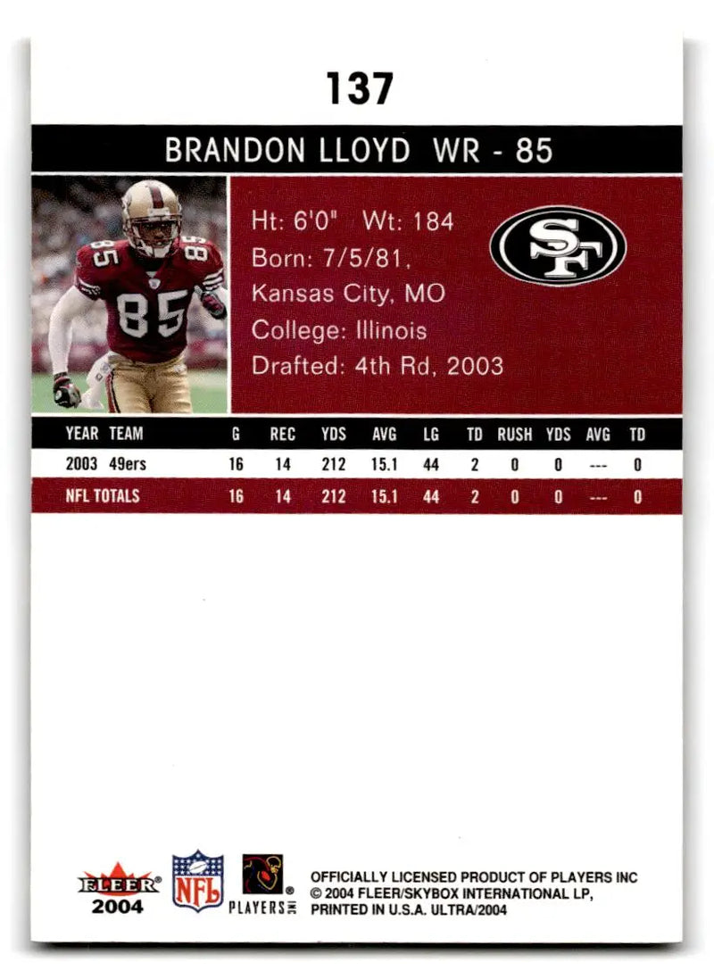 2004 Ultra #137 Brandon Lloyd - Football Card Single