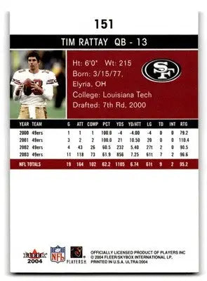 2004 Ultra #151 Tim Rattay - Football Card Single