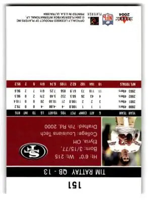 2004 Ultra #151 Tim Rattay - Football Card Single