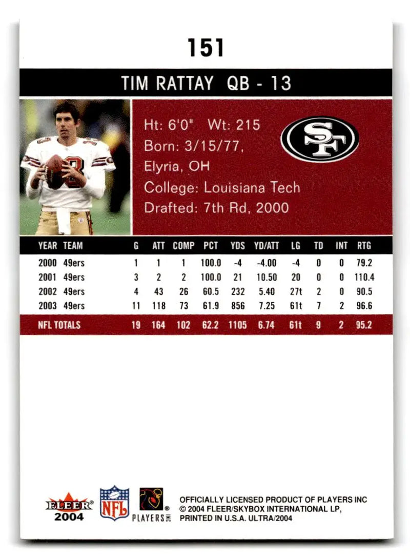 2004 Ultra #151 Tim Rattay - Football Card Single