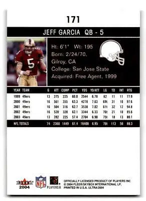Jeff Garcia 2004 Ultra #171 trading card for San Francisco 49ers quarterback