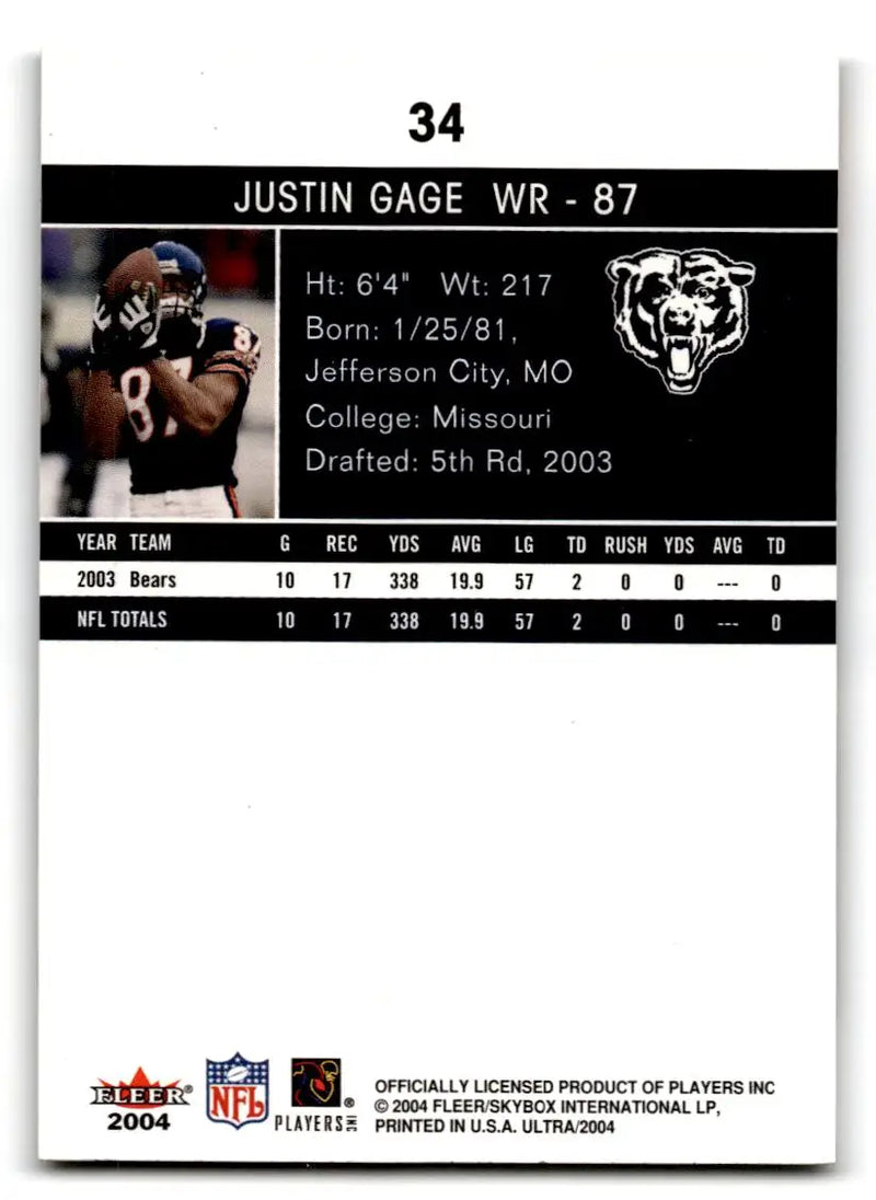 2004 Ultra #34 Justin Gage - Football Card Single