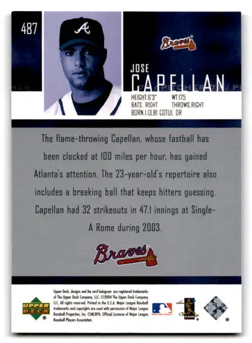 Original gloss baseball card of Jose Capellan from 2004 Upper Deck Rookie series
