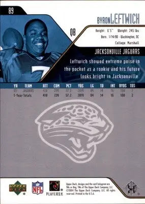 2004 Upper Deck Byron Leftwich 89 Jacksonville Jaguars