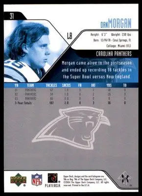 2004 Upper Deck Dan Morgan 31 Carolina Panthers