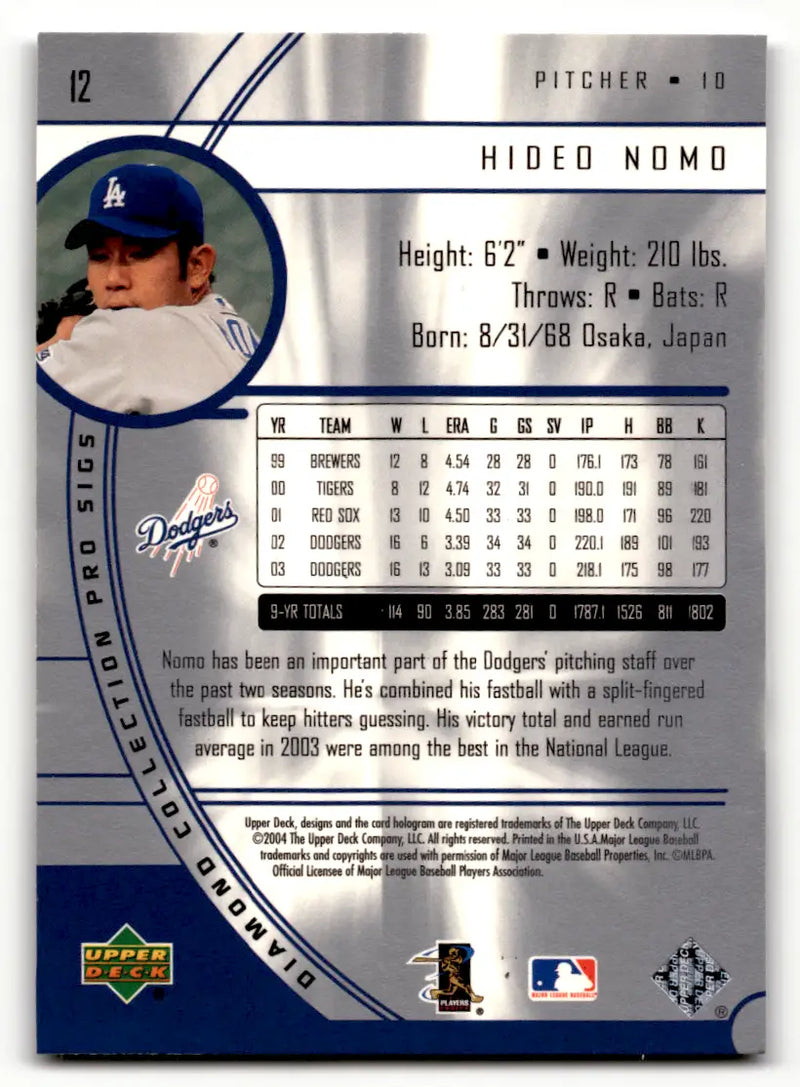 2004 Upper Deck Diamond Collection Pro Sigs Hideo Nomo Los Angeles Dodgers #12 - Baseball Card Single