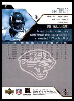 2004 Upper Deck Fred Taylor 91 Jacksonville Jaguars