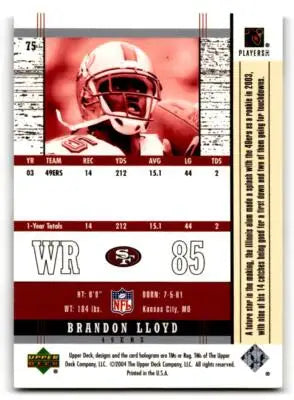 2004 Upper Deck Legends #75 Brandon Lloyd - Football Card Single