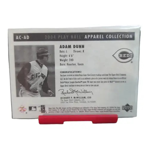2004 Upper Deck Play Ball Apparel Collection #AC-AD Adam Dunn NM-MT MEM ID:70855 - Baseball Card Single