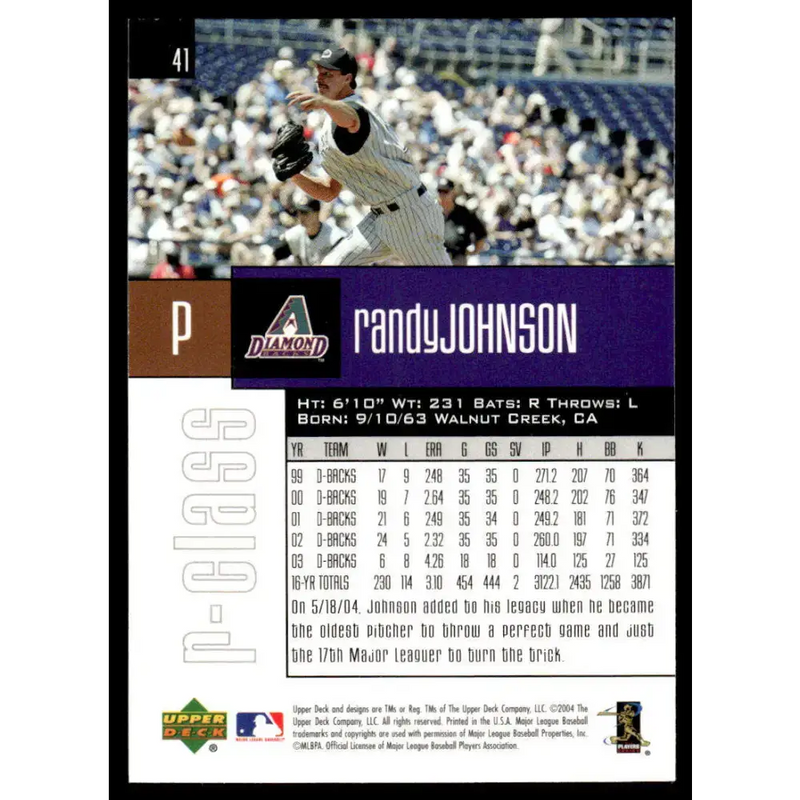 2004 Upper Deck r-class #41 Randy Johnson EX/NM Arizona Diamondbacks Baseball Card - Baseball Card Single