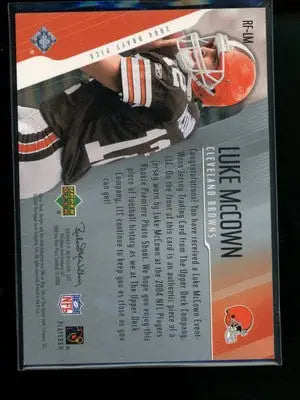2004 Upper Deck Rookie Futures Jerseys Luke McCown #RF-LM Jersey Patch Football - Sports Memorabilia