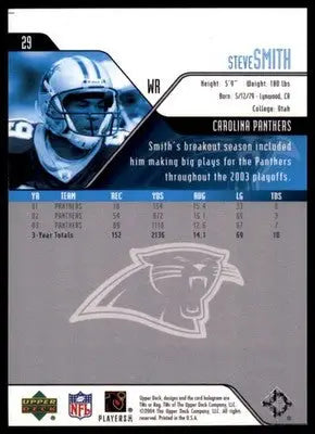 2004 Upper Deck Steve Smith 29 Carolina Panthers