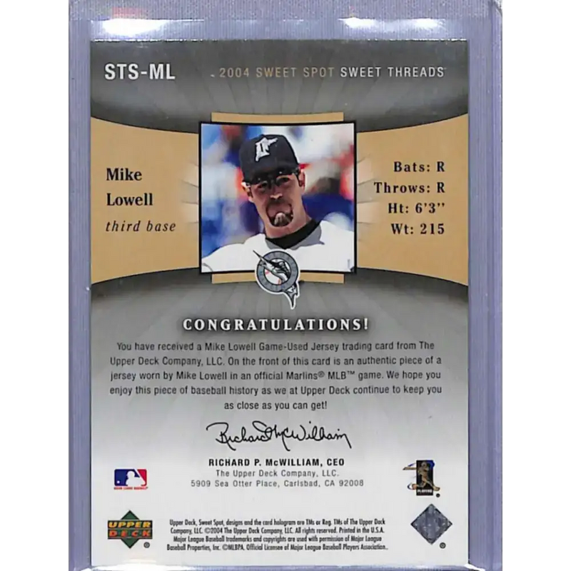 2004 Upper Deck Sweet Spot #STS-ML Mike Lowell Florida Marlins NM-MT Baseball Card - Baseball Card Single