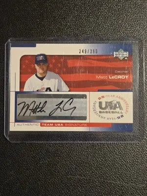 2004 Upper Deck USA 25th Anniversary #LEC Matt LeCroy Signatures Black Ink #/360 - Baseball Card Single