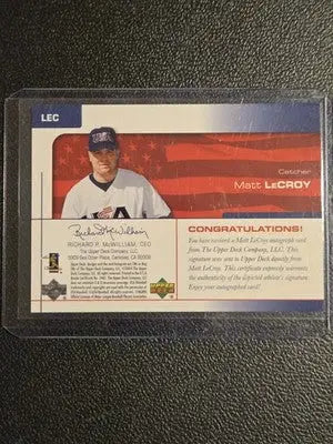 2004 Upper Deck USA 25th Anniversary #LEC Matt LeCroy Signatures Black Ink #/360 - Baseball Card Single