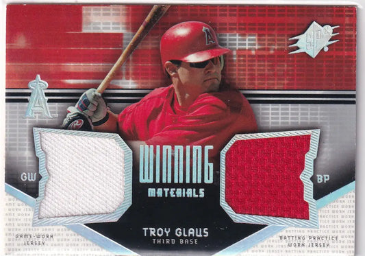 2004 UPPER DECK #WM-TG TROY GLAUS DOUBLE PATCH- ANGELS - Baseball Card Single