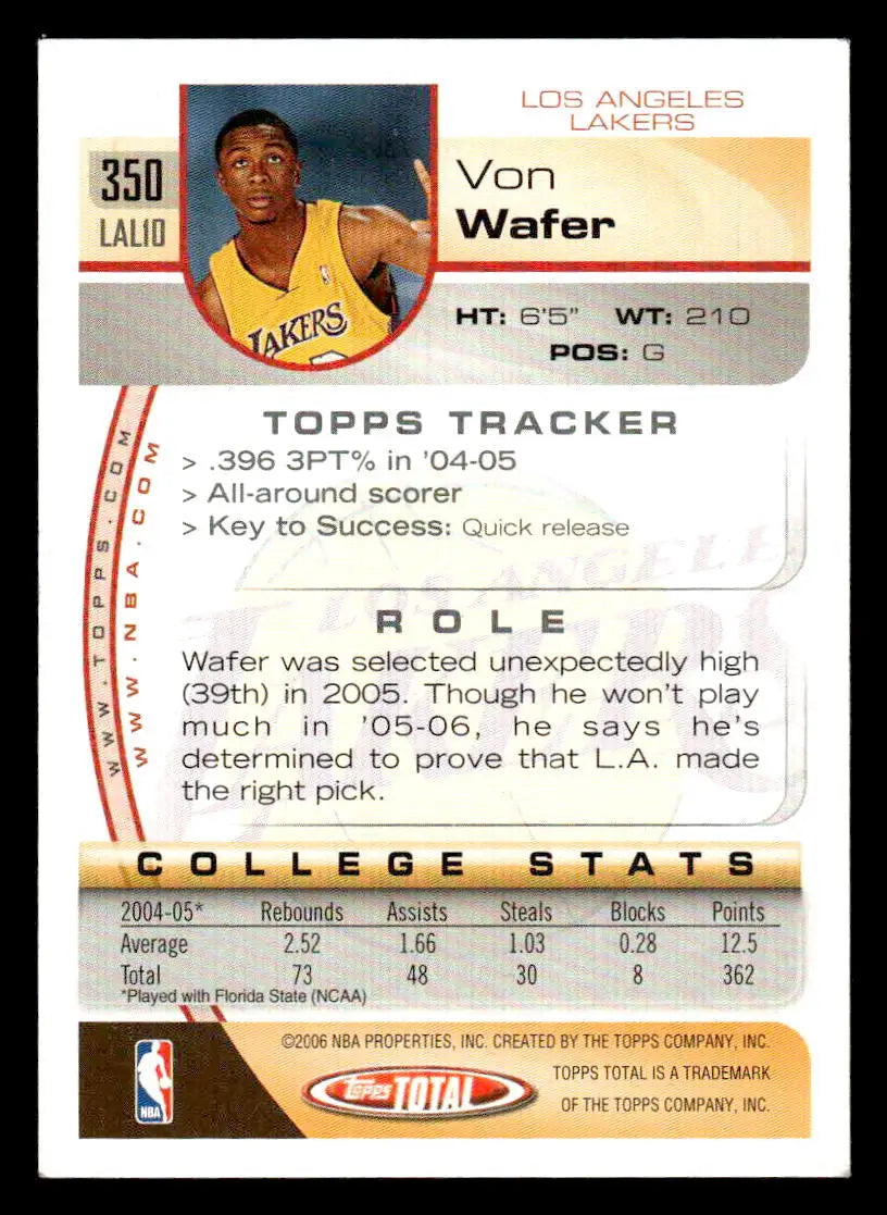 2005-06 Topps Total #350 Von Wafer - Basketball Card Single
