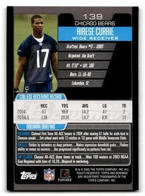 2005 Bowman #139 Airese Currie - Football Card Single