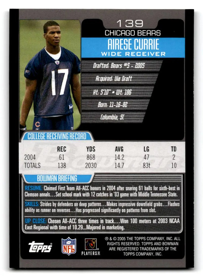 2005 Bowman #139 Airese Currie - Football Card Single