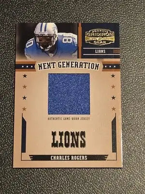 2005 Donruss Gridiron Gear #NG-3 Charles Rogers Next Generation Jerseys #/90 - Football Card Single