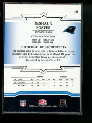 2005 Donruss Throwback Threads DeShaun Foster #19 Game-Worn Jersey Football - Sports Memorabilia