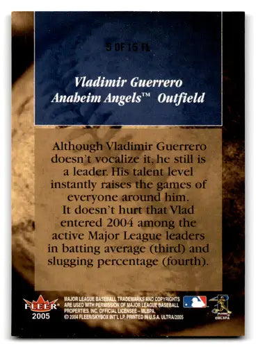 2005 Fleer Ultra Follow the Leader #5FL Vladimir Guerrero NM-MT Angels ID:71938 - Baseball Card Single