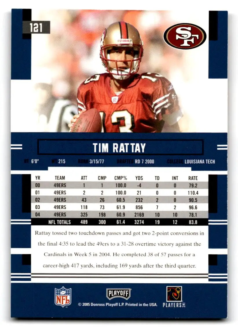 2005 Playoff Prestige #121 Tim Rattay - Football Card Single