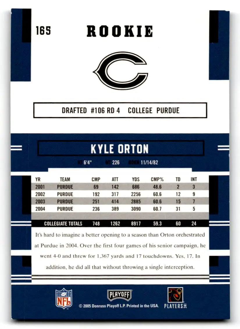 2005 Playoff Prestige #165 Kyle Orton - Football Card Single