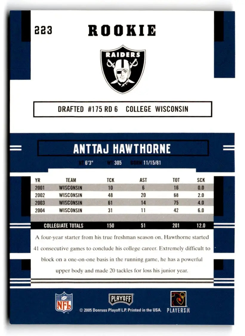 2005 Playoff Prestige #223 Anttaj Hawthorne - Football Card Single