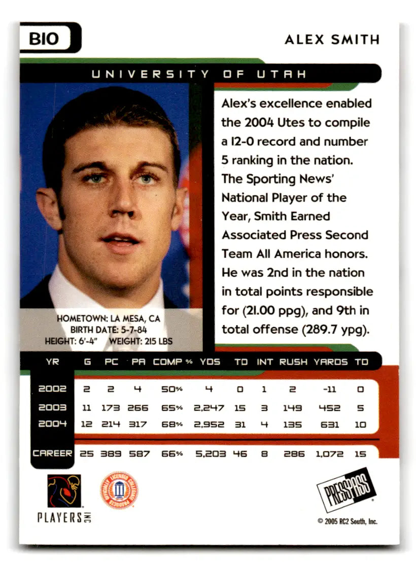2005 Press Pass - #10 Alex Smith (RC) Blue 49ers - Football Card Single