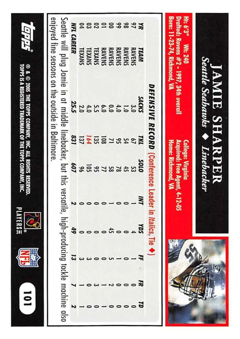 2005 Topps #101 Jamie Sharper NM-MT Seattle Seahawks Football Card - Football Card Single