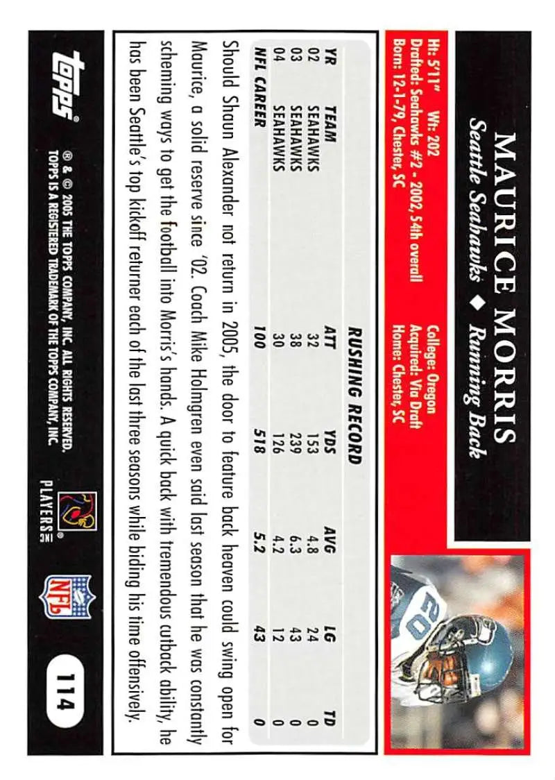 2005 Topps #114 Maurice Morris NM-MT Seattle Seahawks Football Card - Football Card Single