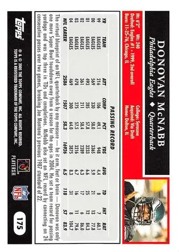 2005 Topps #175 Donovan McNabb NM-MT Eagles ID:61240 - Football Card Single