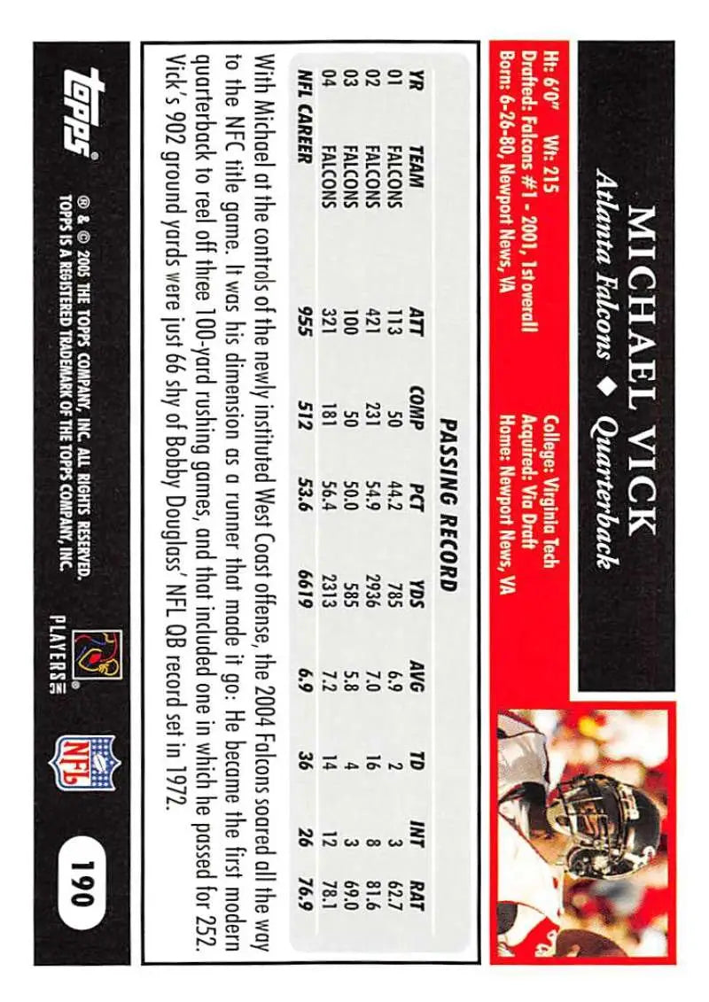 2005 Topps #190 Michael Vick NM-MT Atlanta Falcons Football Card - Football Card Single