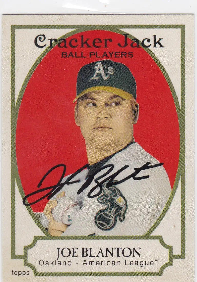 Autographed Joe Blanton Cracker Jack baseball card from 2005 Topps #193 Oakland Athletics